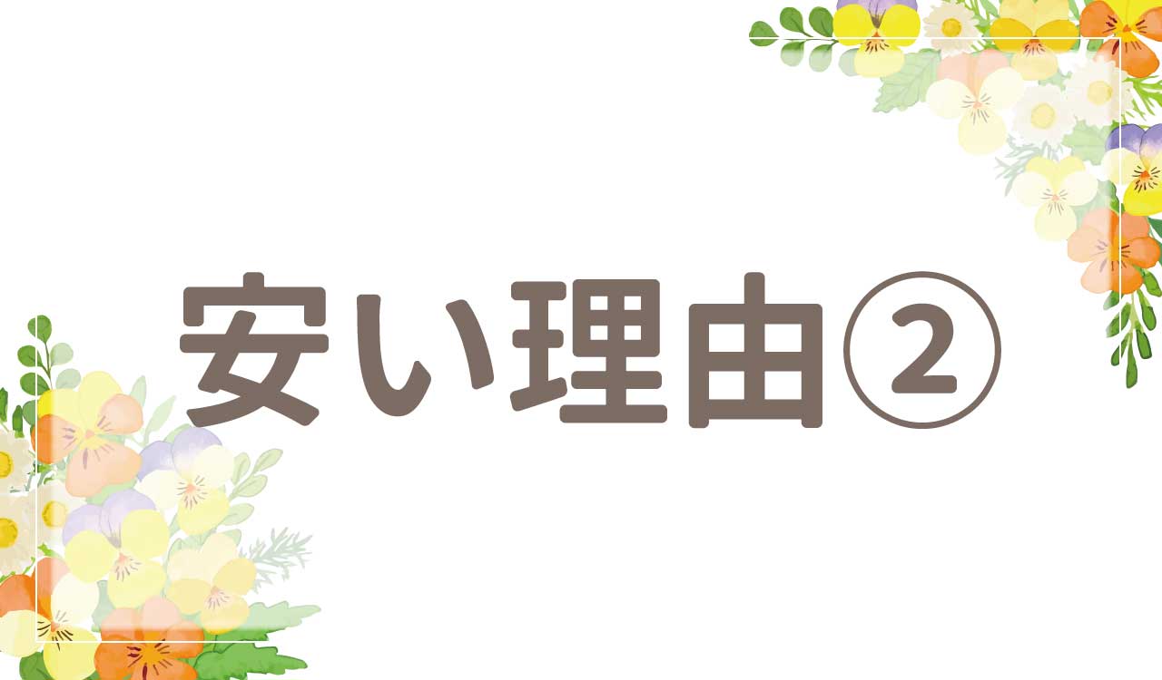 なぜ安い？値段が安い理由2